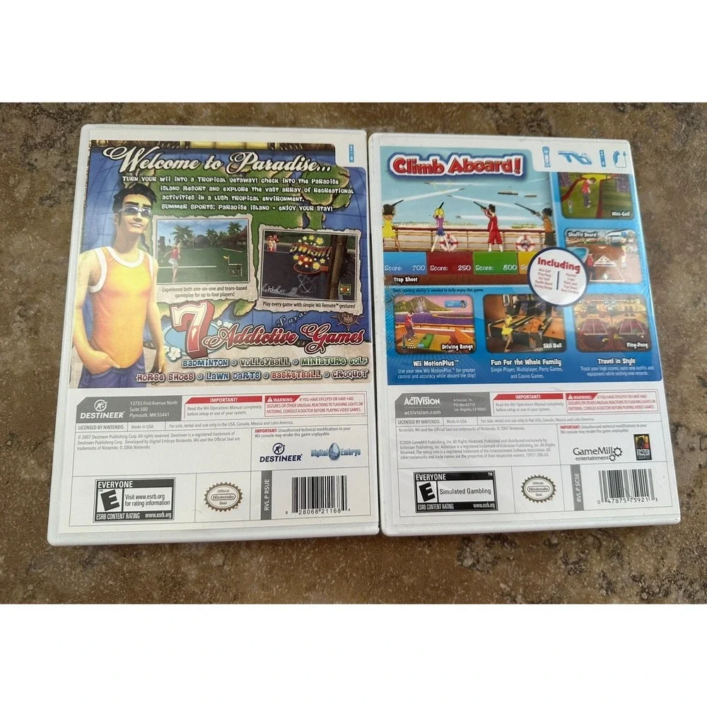 Nintendo Wii  Bundle Lot Of (2) Summer Sports, Cruise Ship Vacation Games